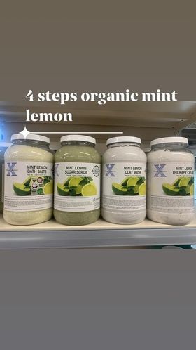 Scent Xperience Organic BATH SALTS,THEAROPY CREAM,CLAYMASKS, Sugar Scrub 1 Gal - Mint Lemon