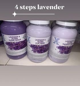 Scent Xperience Organic BATH SALTS,THEAROPY CREAM,CLAYMASKS, Sugar Scrub 1 Gal –LAVENDER JOJO