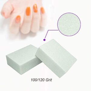 Nail Buffer Mini Block File 100/120 Grit Disposable Bulk, 120 Count (White)