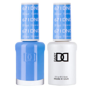 DND – Blue Hawaiian 671   Gel polish and matching varnish