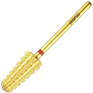 Volcano Nail Carbide Bit - Two Way Rotate use for Both Left and Right Handed use - Fastest remove Acrylic or Gel – For Manicure Drill Machine - 3/32" (Triple Coarse Grit - 2XC, GOLD)