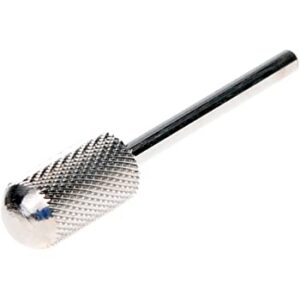 Electric Nail Drill Bit - Pro Silver Carbide Bit - Smooth Top Barrel Bit, Safety Bit, Rounded Bald Top Barrel, 3/32", Fine Grit