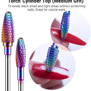 MelodySusie Nail Drill Bits Set Carbide Less Dust Professional 3/32 Inches Nail Bits Filing Acrylic Nails Gel Nails Down Removing Cuticle Tools for Electric...