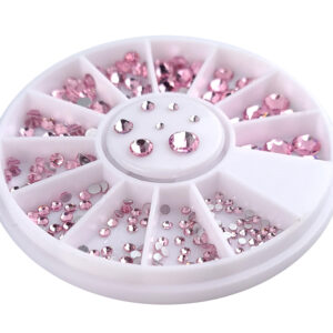 Light Pink Flatback Round Rhinestone Crystal Nail Art Wheel (240PCS) - 9 Different Sizes