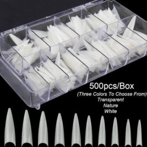 box 500pcs stiletto nail tips natural