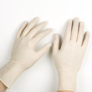 JL lux latex gloves powder free size medium 100pcs box